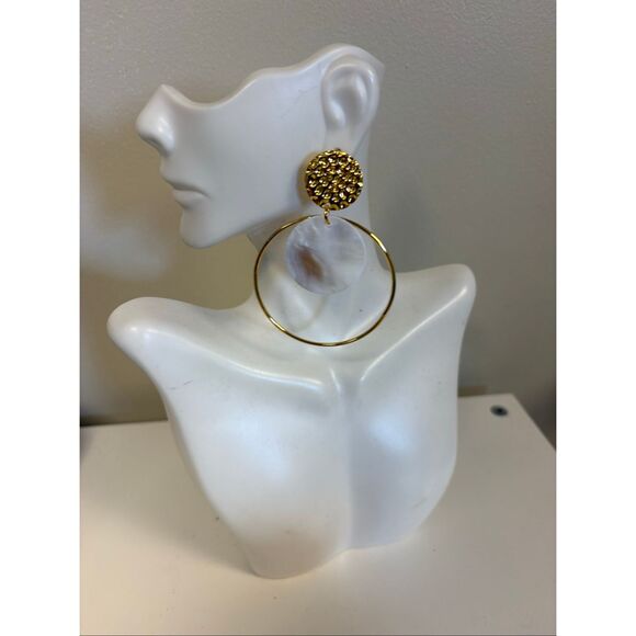 Double Pearl Hoop Statement Earrings - Picture 1 of 2